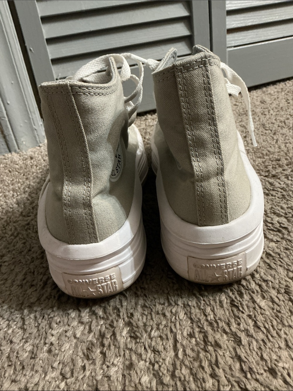 Classic High-Top Canvas Sneakers in Light sage green. - Picture 3 of 4